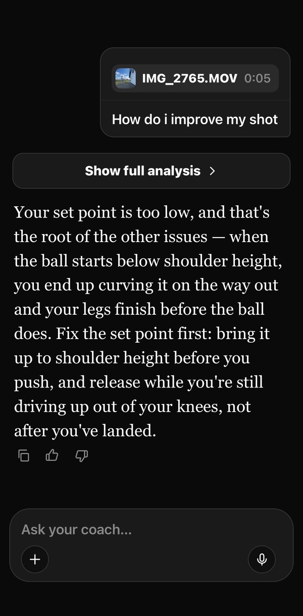 The HoopArea coach explaining that a low set point is the root of the other issues in a player's shot